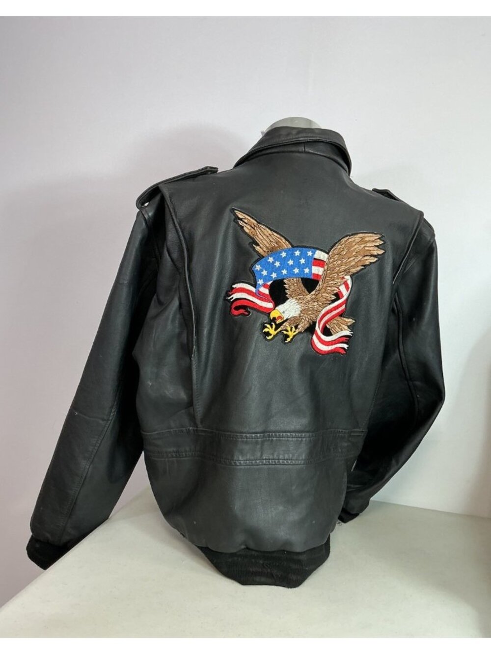 Vintage Leather Motorcycle Jacket Bomber Coat Y2K Mens XL
